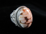 Large Natural Stone Sterling Silver Ring