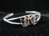 Vintage Butterfly Themed Sterling Silver Bracelet