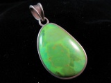Large Green Natural Stone Sterling Silver Pendant