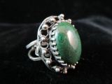 Large Natural Stone Sterling Silver Ring