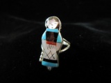 Hand Scribed Sterling Silver Zuni Native American Ring Lady Design