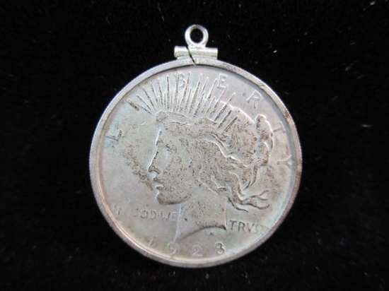 1928 S Silver Dollar In Sterling Pendant Holder