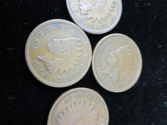 Lot of Four Indian Head Pennies From The 1900’s
