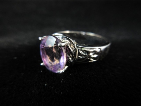 Sterling Silver Ring: Purple Center Stone