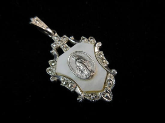 Theda Sterling Silver Vintage Religious Charm Pendant