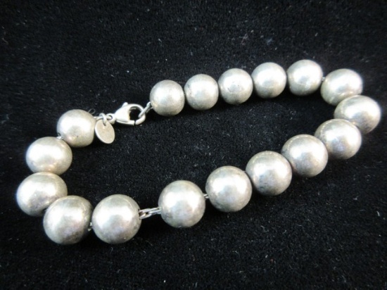 Vintage Signed Tiffany & Co Sterling Silver Bead Style Bracelet