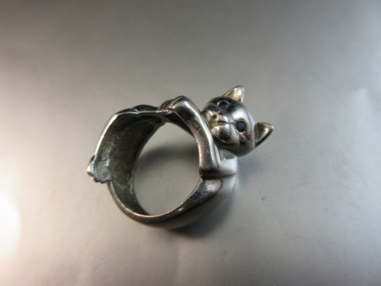 Vintage Sterling Silver Cat Themed Ring