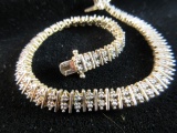 Gold Over .925 Silver Tennis Style Bracelet