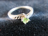 Green Center Stone Sterling Silver Ring