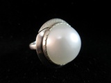 Large White Center Piece Sterling Silver Ring