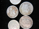 Lot of 5 Silver Dimes Incl. Mercury Dime