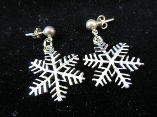 Sterling Silver Snow Flake Earrings