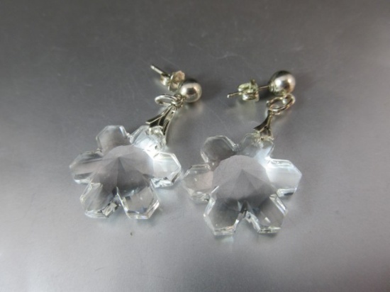 Snowflake Crystal Sterling Silver Earrings