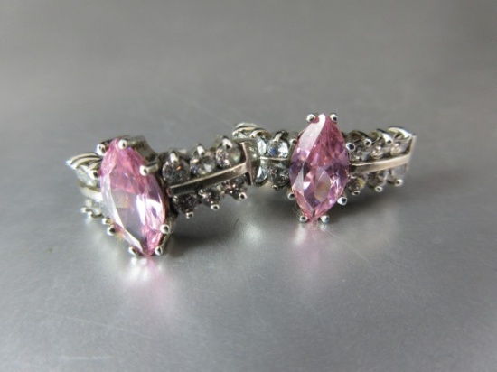 Pink Gemstone Sterling Silver Earrings