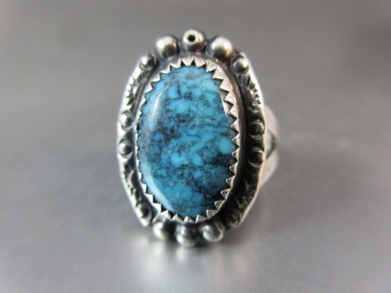 Vintage Turquoise Stone Native American Sterling Silver Ring