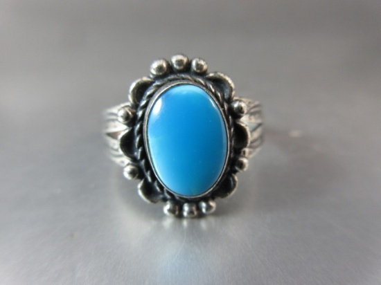 Vintage Turquoise Stone Native American Sterling Silver Ring