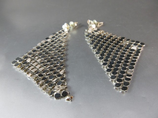 Mesh Style Sterling Silver 2” Earrings