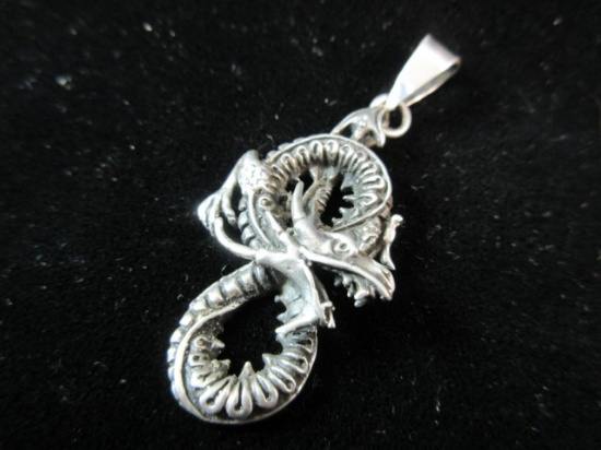 2.5” Sterling Silver Dragon Pendant