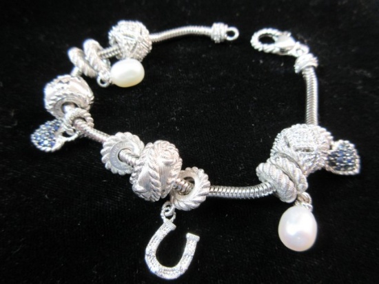 Beautiful Judith Rypka Slide Charm Bracelet. Sterling Silver