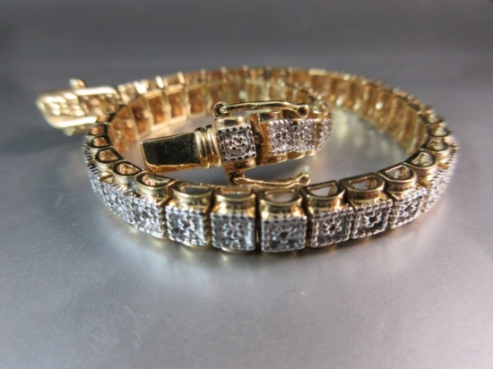 Gold over .925 Silver Tennis Style Bracelet