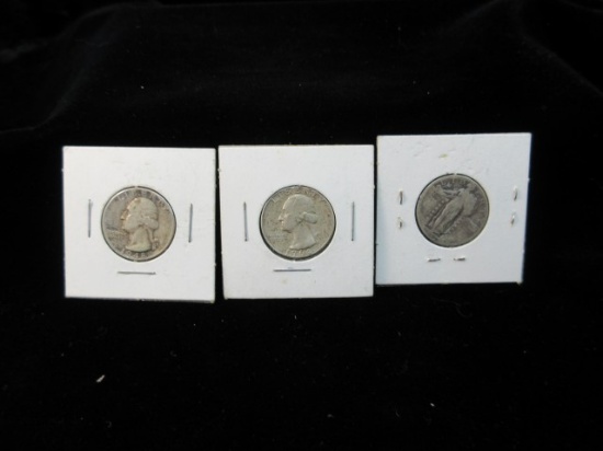 Lot of 3 Silver Quarter Dollars as Shown