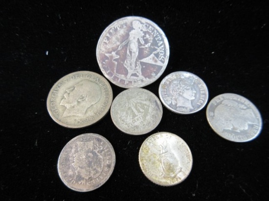 Lot of 7 Silver Foreign Coin as Shown All one money