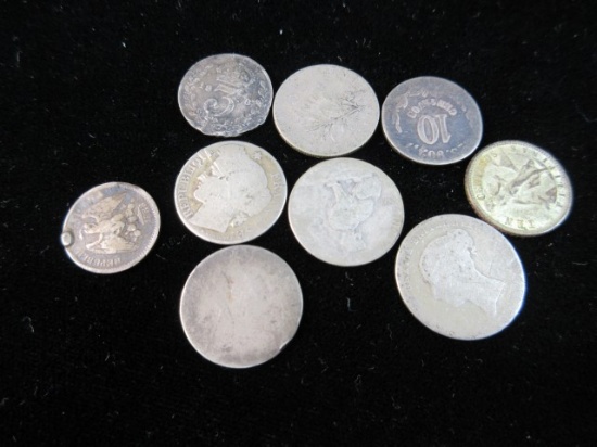 Lot of 9 Silver Foreign Coin as Shown All one money