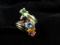 Multi Colored Stone Gold Tone Vintage Cocktail Ring