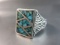 Vintage Crushed Turquoise Stone Sterling Silver Ring