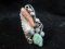 Fantastic Native American Coral and Turquoise Stone Ring