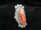 Beautiful Coral Center Sterling Silver Ring