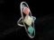 Crushed Coral Turquoise and Mother of pearl Sterling Silver Elongated Style