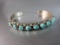 Vintage BS Native American Sterling Silver Polished Turquoise Stone Cuff Br