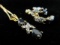 925 Gold Overlay Sapphire Gemstone Earrings, Matching Pendant and Necklace