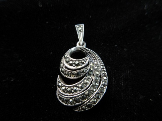 Sterling Silver Markasite Vintage Pendant