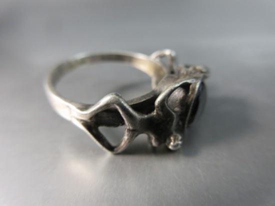 Vintage Themed Sterling Silver Black Onyx Ring