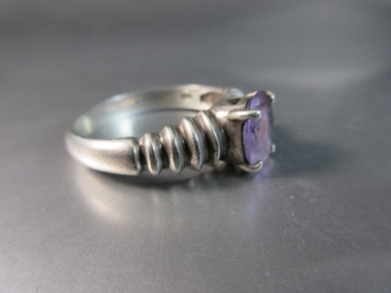 Vintage Amethyst Gemstone Sterling Silver Ring