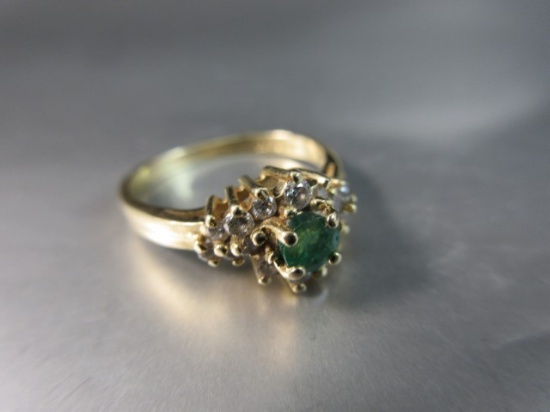 14K Gold Emerald and Diamond Ring