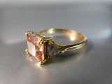 Citrine Color Center Stone Gold Tone Cocktail Ring