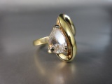 18K Electroplate Gold Tone White Stone Ring