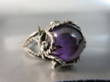 Purple Center Stone Vintage Sterling Silver Ring