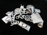 Vintage Sterling Silver Charm Bracelet With Many Charms