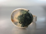 Vintage Moss Agate Stone Sterling Silver Ring