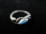 Turquoise Center Stone Sterling Silver Vintage Ring Signed