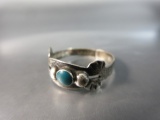 Turquoise Stone Center Sterling Silver Vintage Ring