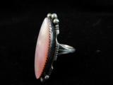 Elongated Mother of Pearl Sterling Silver Vintage Ring