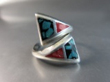Vintage Crushed Turquoise Stone Sterling Silver Ring