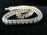 Gold Over .925 Silver Tennis Bracelet Diamond Gemstone Accents