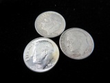 Lot of three Silver Dimes