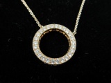 Genuine Pandora Circle Pendant Necklace Rose Tone Sterling